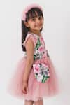 Shop_Miakki_Pink Satin Printed Floral Ruffle Dress  _Online_at_Aza_Fashions