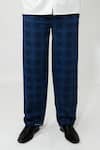 Shop JAYATI GOENKA Blue Cotton Checkered Trousers at Aza Fashions Shop_JAYATI GOENKA_Blue Cotton Checkered Trousers _at_Aza_Fashions