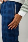 Shop JAYATI GOENKA Blue Cotton Checkered Trousers Online at Aza Fashions Shop_JAYATI GOENKA_Blue Cotton Checkered Trousers _Online_at_Aza_Fashions