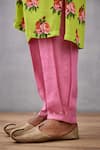Torani_Green Kurta Viscose Crepe, Pant Pure Linen Chintz Angoori Rameet Set _at_Aza_Fashions
