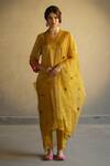 Buy_Begum_Yellow Kurta And Pant Tissue Dupatta Organza Inner Mulmul V Embroidered Set _at_Aza_Fashions