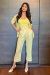 Buy_July Issue_Yellow Satin Marigold Jacket Pant Set_Online_at_Aza_Fashions