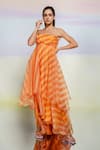 Buy_July Issue_Orange Organza Striped Straight Across Emma Strapless Gown_at_Aza_Fashions