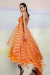 July Issue_Orange Organza Striped Straight Across Emma Strapless Gown_Online_at_Aza_Fashions