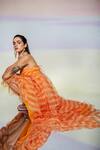 Shop_July Issue_Orange Organza Striped Straight Across Emma Strapless Gown_Online_at_Aza_Fashions