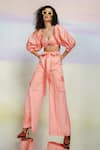 Buy July Issue Pink Giza Cotton Solid Sweetheart Neck Elli Crop Top And Pant Set at Aza Fashions Buy_July Issue_Pink Giza Cotton Solid Sweetheart Neck Elli Crop Top And Pant Set _at_Aza_Fashions