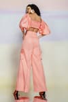Shop July Issue Pink Giza Cotton Solid Sweetheart Neck Elli Crop Top And Pant Set at Aza Fashions Shop_July Issue_Pink Giza Cotton Solid Sweetheart Neck Elli Crop Top And Pant Set _at_Aza_Fashions