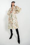 July Issue_Beige Linen Printed Floral Sweetheart Neck Paula Jacket Skirt Set _Online_at_Aza_Fashions