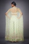 Shop_RI.Ritu Kumar_Green Silk Embroidered Cape And Pant Set_at_Aza_Fashions