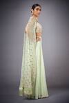 RI.Ritu Kumar_Green Silk Embroidered Cape And Pant Set_Online_at_Aza_Fashions