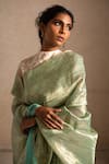 Shop_Priyanka Raajiv_Blue Silk Chanderi Woven Thread Saree_Online_at_Aza_Fashions