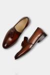 Shop_Luxoro Formello_Brown Hand Painted Tassel Loafers  _at_Aza_Fashions