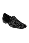 Shop_Veruschka by Payal Kothari_Black Velvet Embroidered Loafers _at_Aza_Fashions