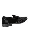 Shop_Veruschka by Payal Kothari_Black Velvet Embroidered Loafers _Online_at_Aza_Fashions