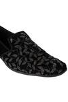 Veruschka by Payal Kothari_Black Velvet Embroidered Loafers _at_Aza_Fashions