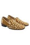Buy_Veruschka by Payal Kothari_Beige Velvet Zardozi Embroidered Loafers_at_Aza_Fashions