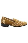 Veruschka by Payal Kothari_Beige Velvet Zardozi Embroidered Loafers_Online_at_Aza_Fashions