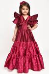 Buy_Jelly Jones_Maroon Silk Embroidered Tiered Gown _at_Aza_Fashions