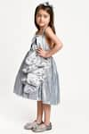 Jelly Jones_Grey Silk Embellished Sequin Work Pleated Dress _Online_at_Aza_Fashions