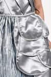 Shop_Jelly Jones_Grey Silk Embellished Sequin Work Pleated Dress _Online_at_Aza_Fashions