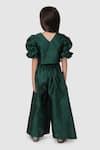 Shop_Jelly Jones_Green Woven Silk Embellished 3d Flower Pleated Pant And Top Set_at_Aza_Fashions