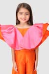Jelly Jones_Purple Gathered Panel Top And Pant Set For Girls_at_Aza_Fashions