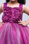 Jelly Jones_Purple Floral Embellished Net Dress For Girls_Online_at_Aza_Fashions