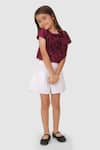 Jelly Jones_Purple Woven Silk Embellished 3d Flower Top _Online_at_Aza_Fashions