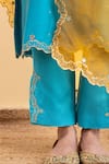 Shop_Pita Nila_Blue Chanderi, Silk Organza Embroidery, Beads V-neck Isla Kurta Set _Online_at_Aza_Fashions