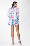 Shop_Mandira Wirk Resort_White Satin Tropical Print Collared Neck Blazer And Shorts Set _at_Aza_Fashions