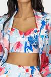 Shop_Mandira Wirk Resort_White Satin Tropical Print Collared Neck Blazer And Shorts Set _Online_at_Aza_Fashions