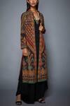 Buy_RI.Ritu Kumar_Black Rayon Crepe Band Collar Embroidered Jacket _Online_at_Aza_Fashions