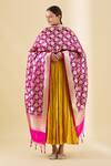 Buy_Naintara Bajaj_Purple Banarasi Silk Floral Woven Dupatta_at_Aza_Fashions