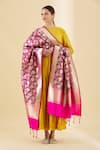 Shop_Naintara Bajaj_Purple Banarasi Silk Floral Woven Dupatta_at_Aza_Fashions