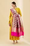 Naintara Bajaj_Purple Banarasi Silk Floral Woven Dupatta_Online_at_Aza_Fashions