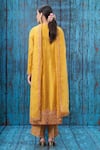 Shop_Label Niti Bothra_Yellow Silk Embroidered Floral Notched Kurta Palazzo Set _at_Aza_Fashions