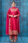 Buy_Label Niti Bothra_Pink Silk Embroidered Floral Notched Kurta Palazzo Set _at_Aza_Fashions