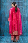 Shop_Label Niti Bothra_Pink Silk Embroidered Floral Notched Kurta Palazzo Set _at_Aza_Fashions