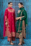 Buy_Label Niti Bothra_Pink Silk Embroidered Floral Notched Kurta Palazzo Set _Online_at_Aza_Fashions