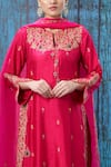 Shop_Label Niti Bothra_Pink Silk Embroidered Floral Notched Kurta Palazzo Set _Online_at_Aza_Fashions