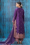Shop_Label Niti Bothra_Purple Silk Floral, Paisley Notched Embroidered Kurta Palazzo Set _at_Aza_Fashions