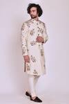 Jatin Malik_White Slub Silk Embroidered Sherwani Set _Online_at_Aza_Fashions