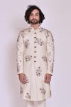 Shop Jatin Malik White Slub Silk Embroidered Sherwani Set Online at Aza Fashions Shop_Jatin Malik_White Slub Silk Embroidered Sherwani Set _Online_at_Aza_Fashions