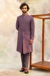 Buy Jatin Malik Purple Cotton Silk Embroidered Sherwani Set at Aza Fashions Buy_Jatin Malik_Purple Cotton Silk Embroidered Sherwani Set _at_Aza_Fashions