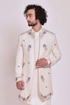 Shop Jatin Malik White Slub Silk Embroidered Jacket And Kurta Set Online at Aza Fashions Shop_Jatin Malik_White Slub Silk Embroidered Jacket And Kurta Set _Online_at_Aza_Fashions