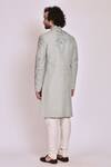 Shop_Jatin Malik_Blue Slub Silk Embroidered Sherwani Set _at_Aza_Fashions