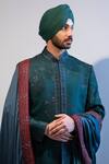 Jatin Malik Green Cotton Silk Embroidered Sherwani Set Online at Aza Fashions Jatin Malik_Green Cotton Silk Embroidered Sherwani Set _Online_at_Aza_Fashions