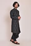 Jatin Malik_Blue Linen Silk Embroidered Sherwani Set _Online_at_Aza_Fashions