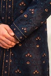 Jatin Malik_Blue Linen Silk Embroidered Sherwani Set _at_Aza_Fashions