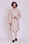 Jatin Malik_White Slub Silk Embroidered Sherwani Set _Online_at_Aza_Fashions